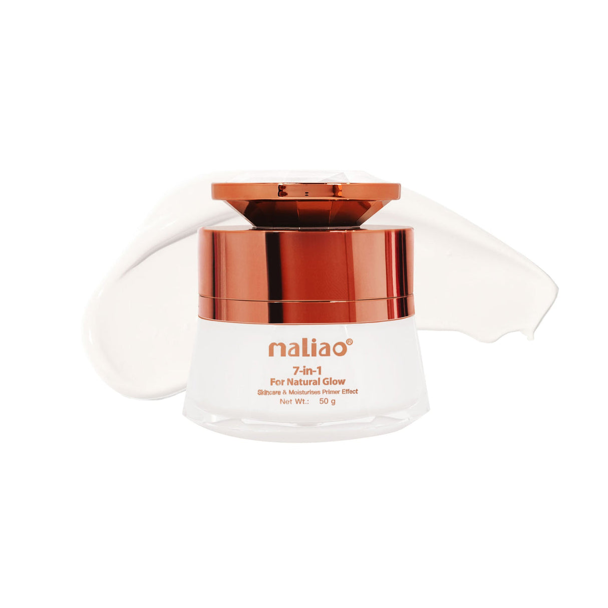 Maliao Skincare product with rose gold cap and white body on a white background. maliao.pk