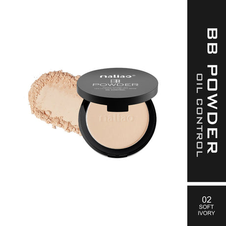 Maliao oil control BB powder with a scoop of powder on a white background. maliao.pk
