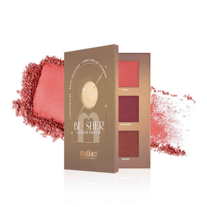 Maliao Blusher Color Palette with blush powder on a white background