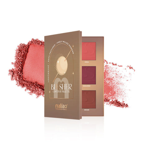 Maliao Blusher Color Palette with blush powder on a white background