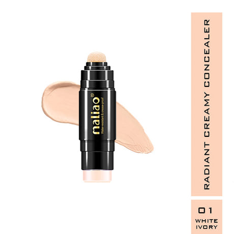 MalIao Radiant Creamy Concealer stick with applicator and color swatch on a white background. malliao.pk