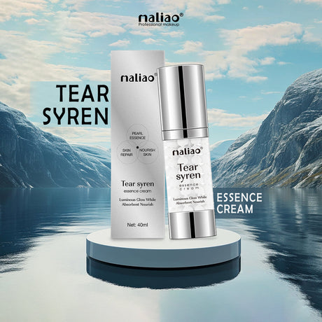Maliao Tear Syren skincare products with a mountainous landscape background maliao.pk