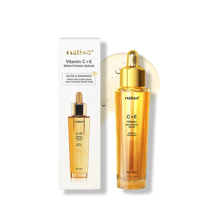 Maliao Vitamin C+E serum bottle and packaging on a white background. maliao.pk