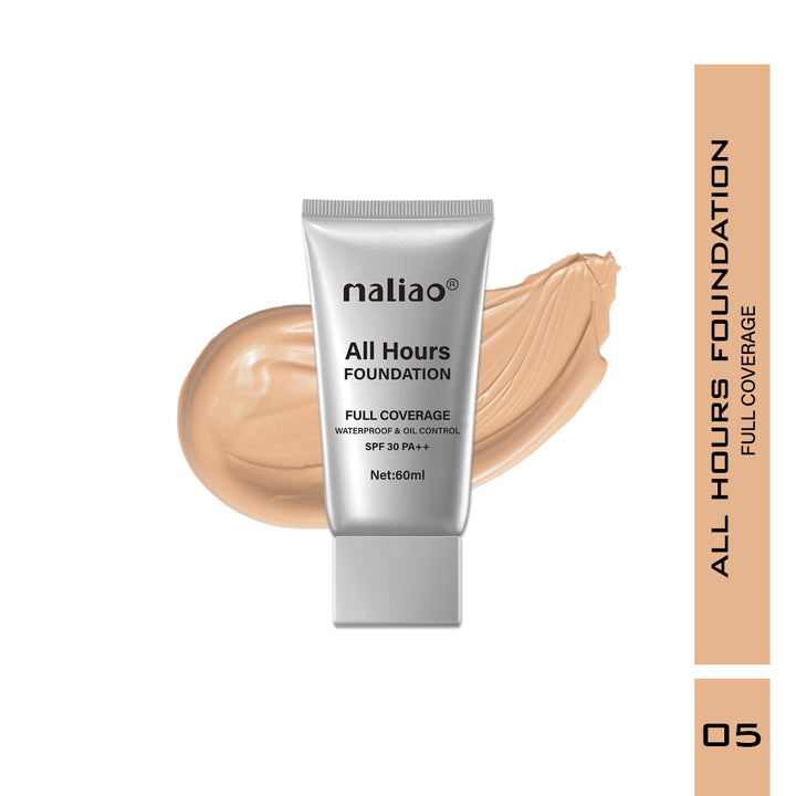 Maliao All Hours Foundation Full Coverage, Waterproof, Oil Control, SPF 30 PA++