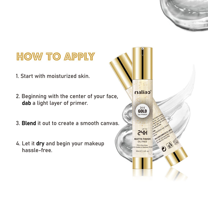 Maliao® 24K Gold Gel Matte Primer – Oil-Free Base. maliao.pk