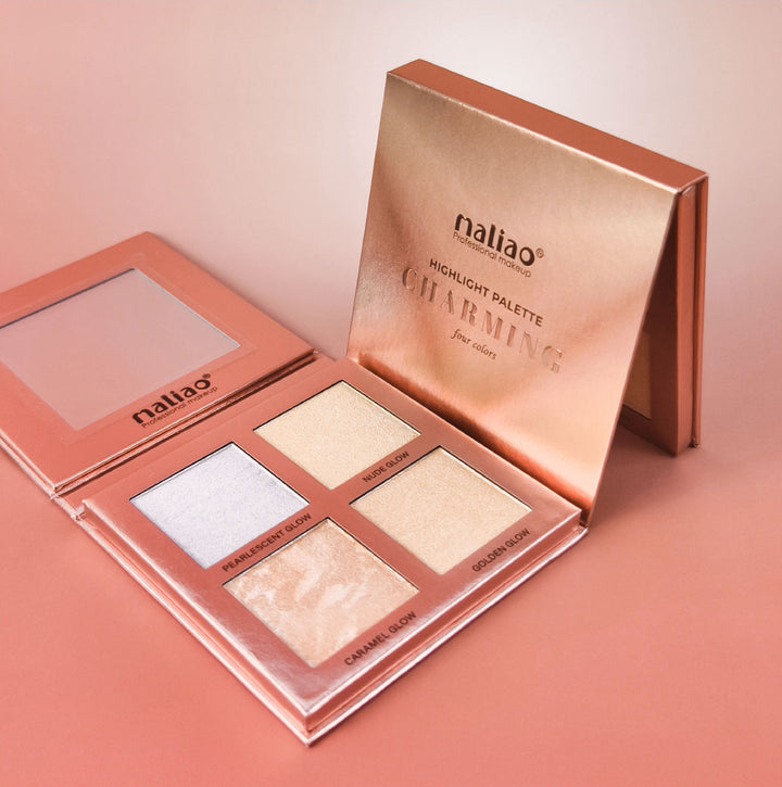 Maliao highlight palette with four shades on a pink background