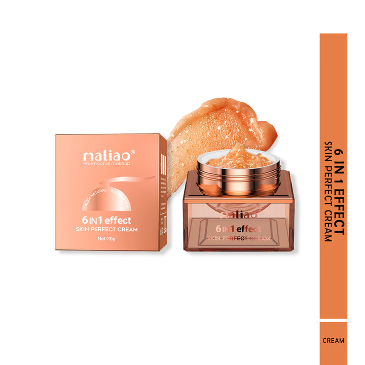 Maliao 6-in-1 effect skin perfect cream with packaging on a white background. maliao.pk