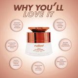 Maliao skincare product with features listed on a peach background. maliao.pk