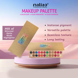 Makeup palette with sponge applicator and Maliao branding on a gradient background. maliao.pk