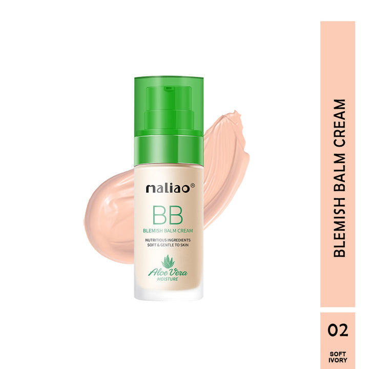 Maliao BB Blemish Balm Cream bottle with green cap on a white background. maliao.pk