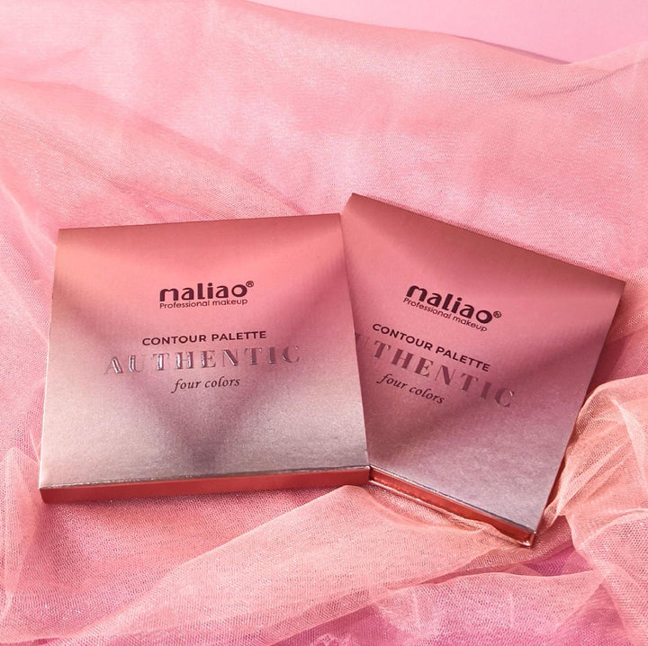 Maliao contour palette packaging on a pink fabric background. maliao.pk