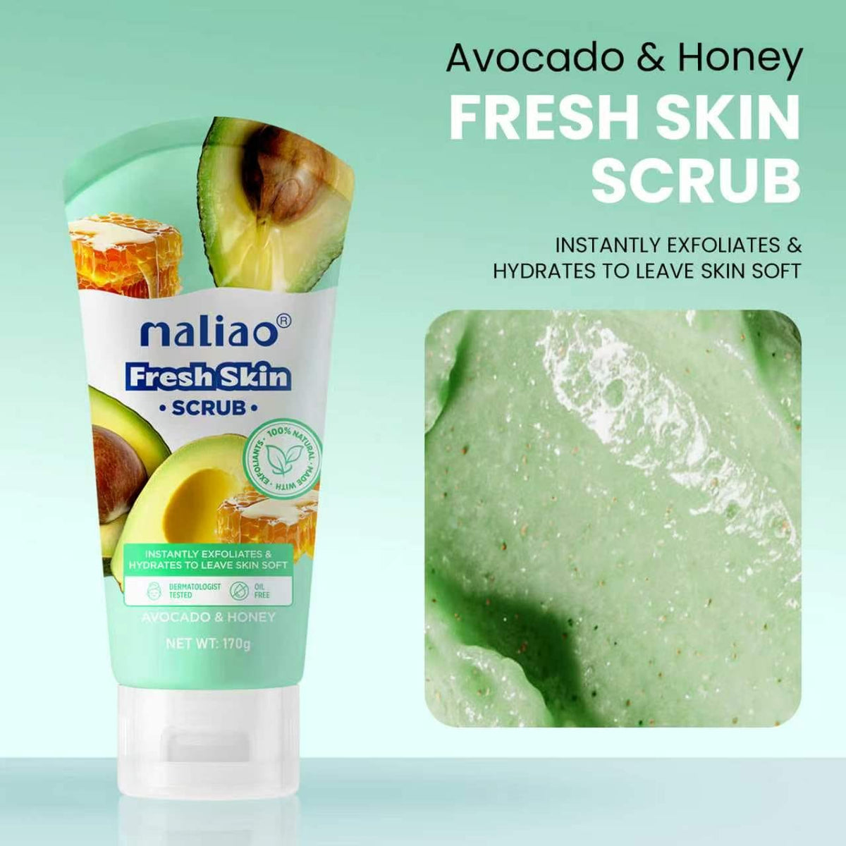 Maliao Avocado & Honey Fresh Skin Scrub – Exfoliating Face & Body Scrub