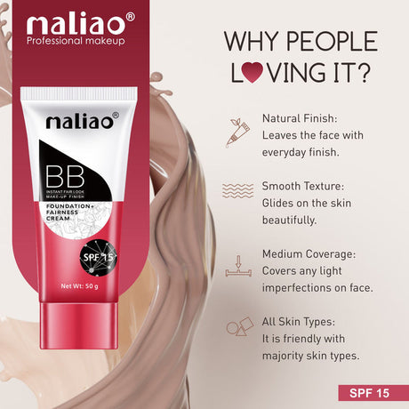 Maliao® BB Cream SPF 15 Foundation Fairness 50g