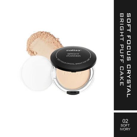 Makeup product with open lid showing powder, on a white background