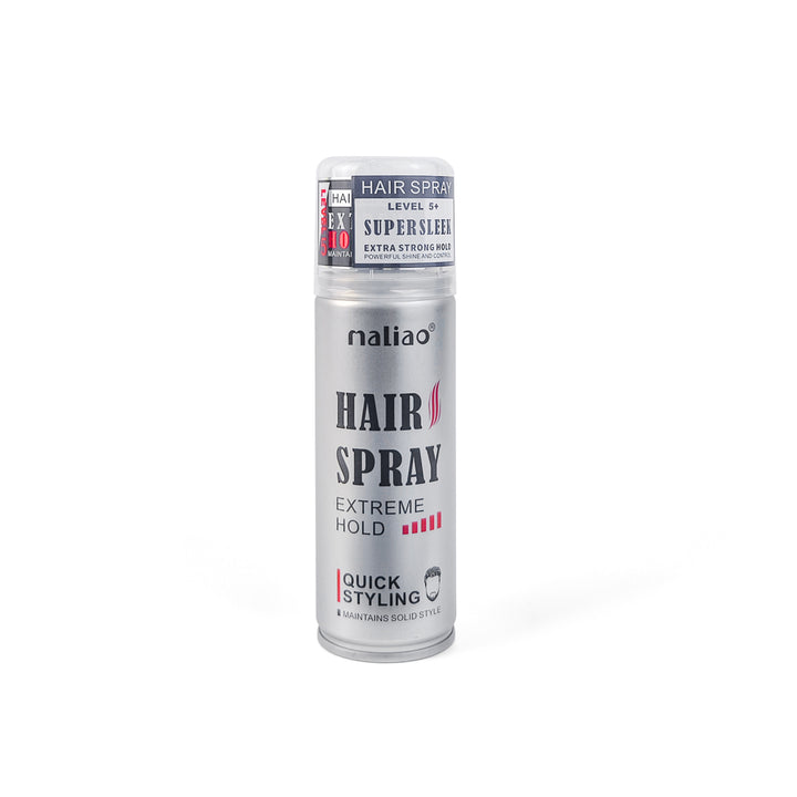 Hair spray can with 'maliao' branding on a white background