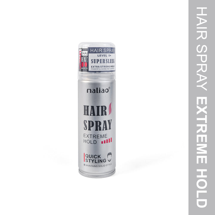 Hair spray can with 'maliao' branding on a white background