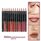 Maliao® Eye & Lip Liner Pencil Set – Long-Lasting Colors