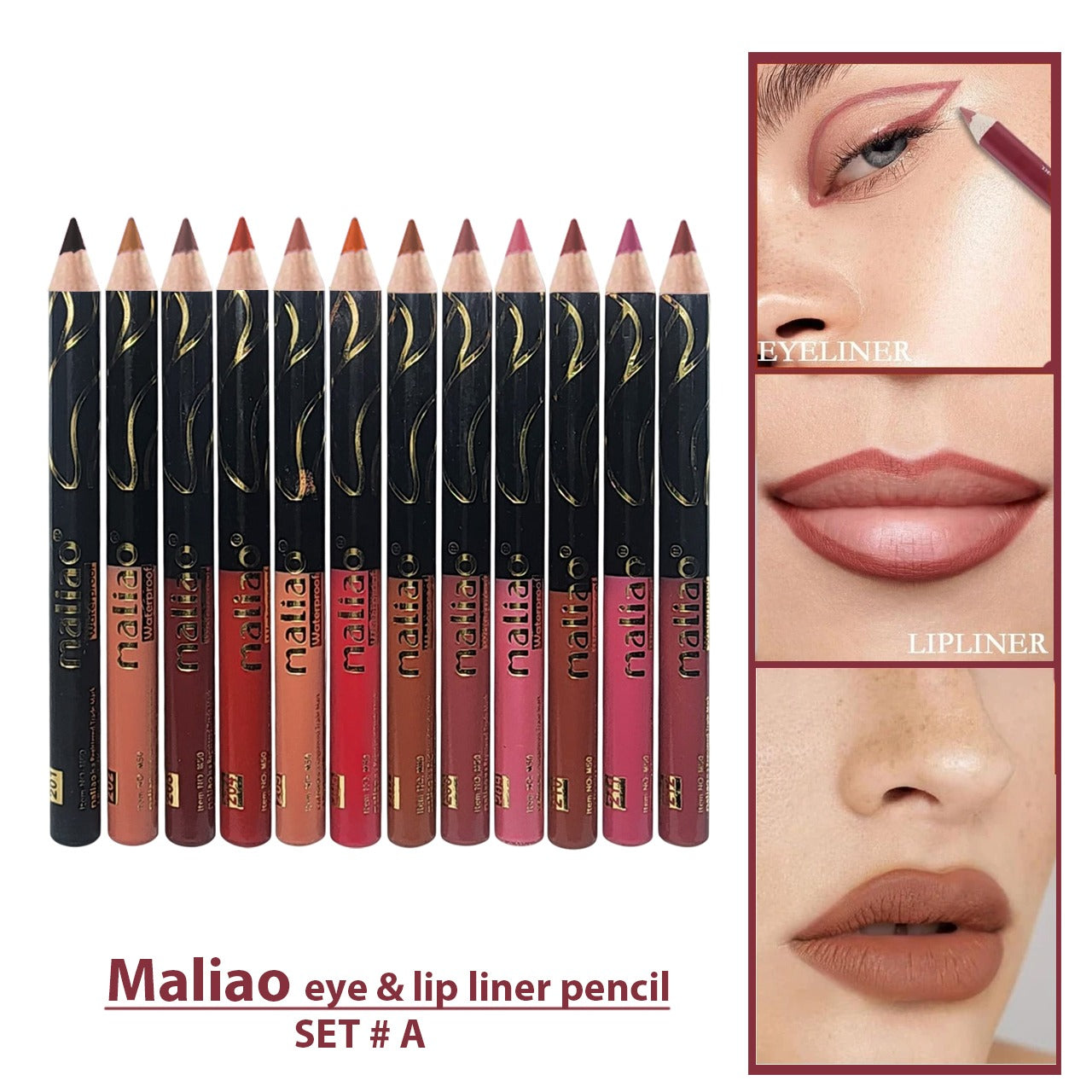 Maliao® Eye & Lip Liner Pencil Set – Long-Lasting Colors