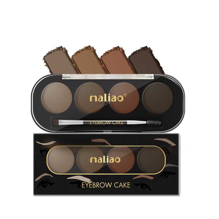Maliao eyebrow cake set with five shades on a white background. maliao.pk