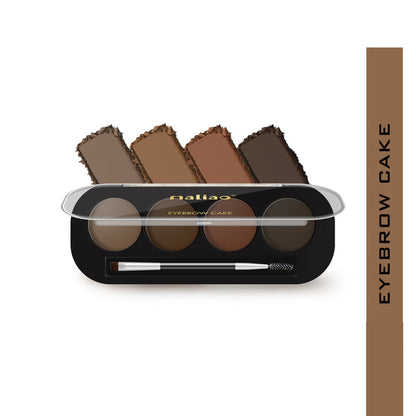 Eyebrow cake with shades and a brush on a white background. maliao.pk