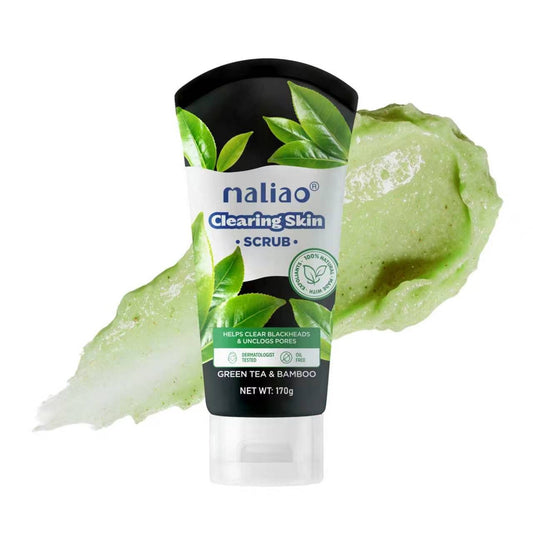 Maliao® Green Tea & Bamboo Skin Clearing Scrub – Exfoliating Face Scrub for Clear, Smooth Skin