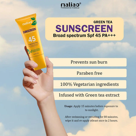 Maliao® Green Tea Sunscreen SPF 45 PA+++. maliao.pk