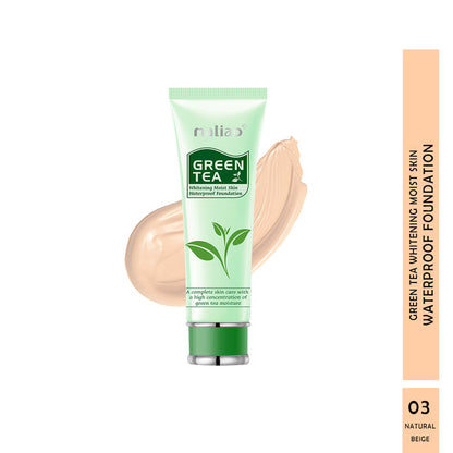 Maliao Green Tea foundation tube with beige swatch on a white background