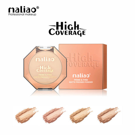 Maliao high coverage makeup product with packaging and color samples on a white background