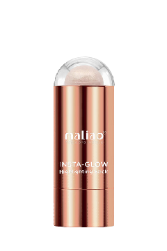 Rose gold highlighter stick with 'nalino' branding on a white background. maliao.pk