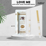 Maliao Love Me Auto Kohl Kajal Eveliner Pencil packaging on a gray background. maliao.pk