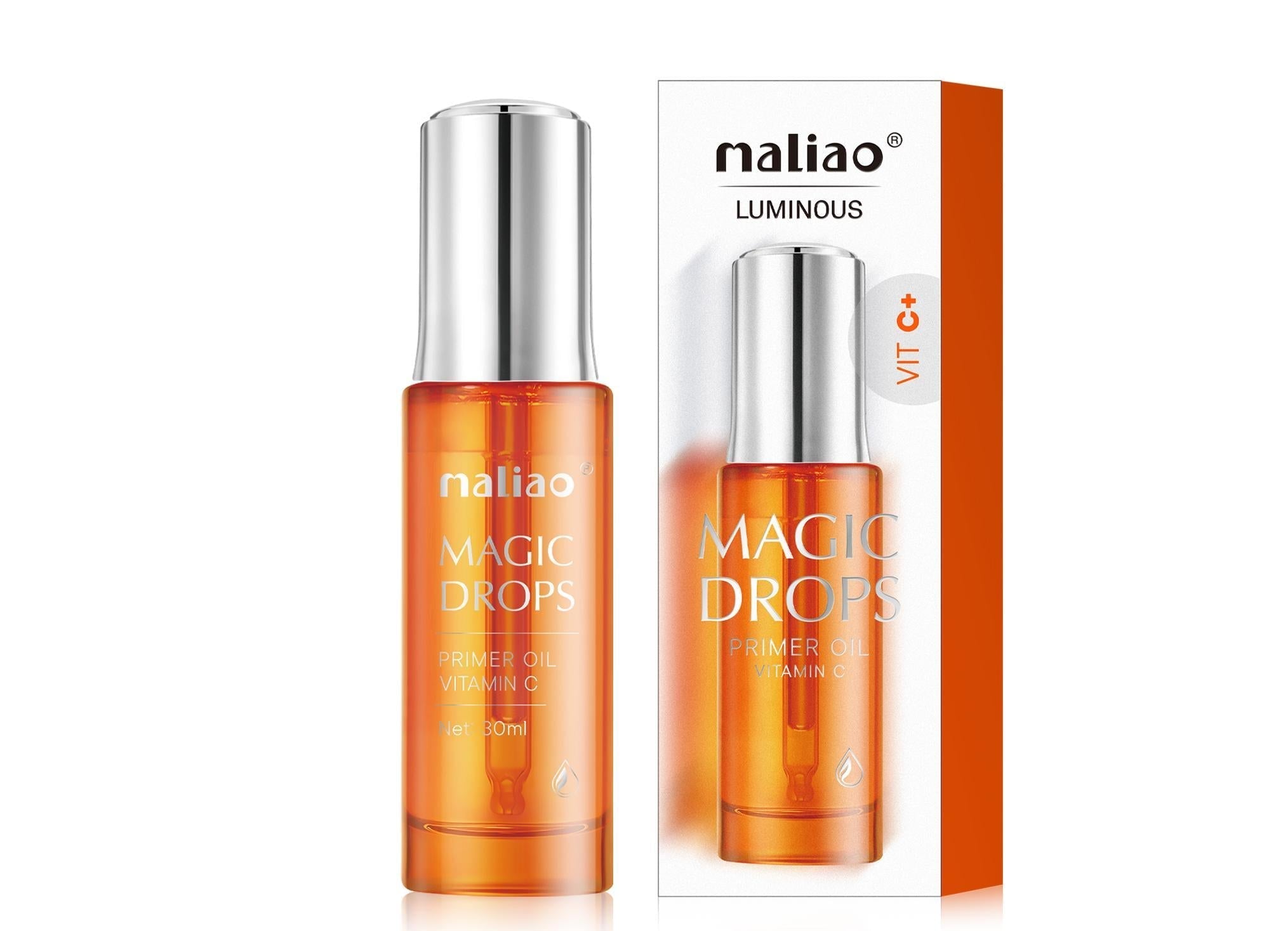 Maliao Magic Drops skincare product with packaging on a white background