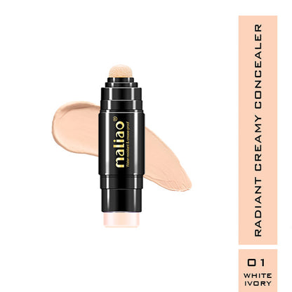 MalIao Radiant Creamy Concealer stick with applicator and color swatch on a white background. malliao.pk