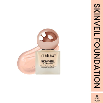 Maliao Skinveil Foundation bottle with packaging on a white background