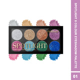 Maliao Spotlight 8 Colour Eyeshadow Palette with glittery shades on a white background