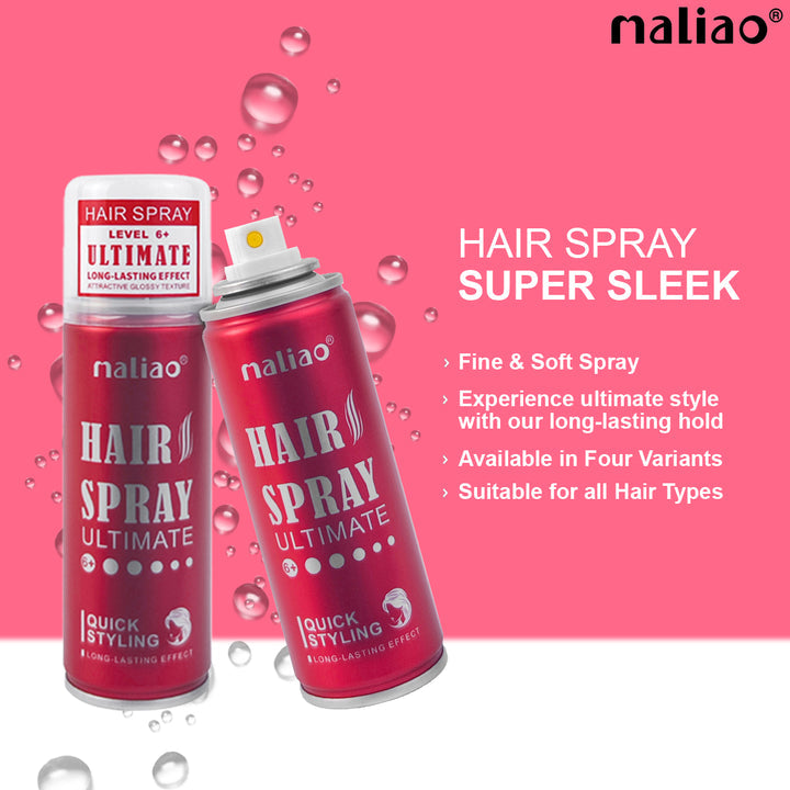 Maliao® Ultimate 6+ Hair Spray 150ml – Strong Hold. maliao.pk