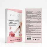 Maliao body waxing strips packaging with front and back views on a white background. maliao.pk