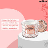 Maliao skincare product with jar and disc on a pink background. maliao.pk