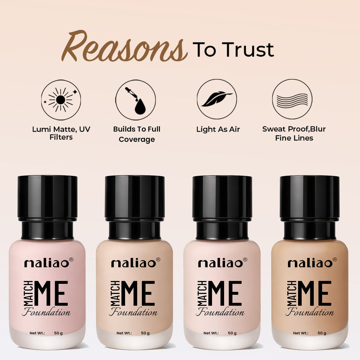 Maliao® Match Me Foundation – Natural Skin Finish