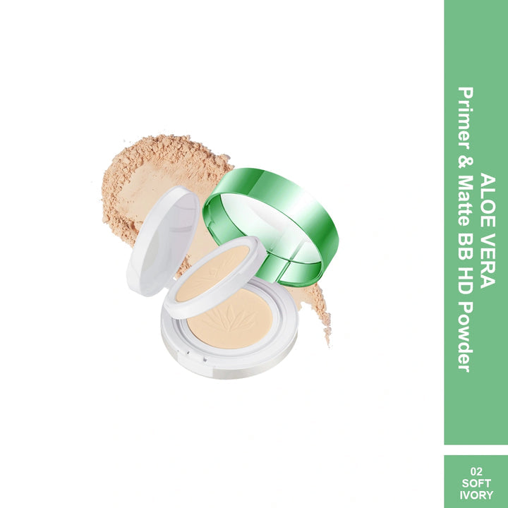 Maliao Primer & Matte BB HD Powder Aloe Vera Infused for Flawless Matte Finish