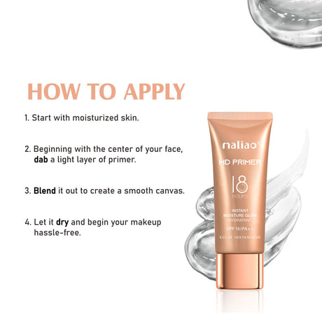 Mallao primer tube with application instructions on a white background maliao.pk