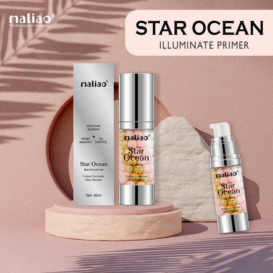 Maliao Star Ocean Illuminate Primer with packaging on a neutral background maliao.pk